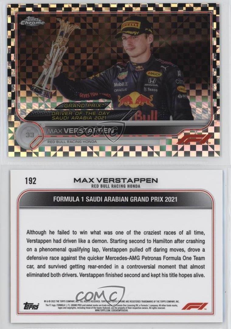 2022 Topps Chrome Formula 1 Checker Flag Refractor Max Verstappen #192