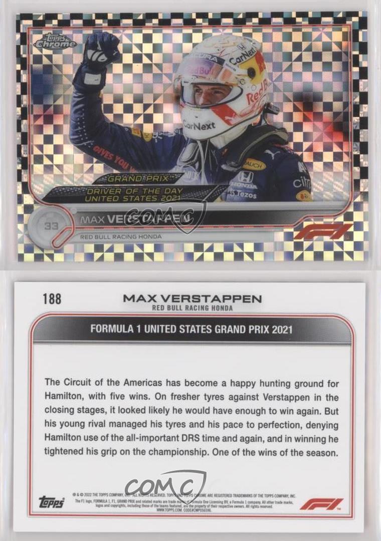 2022 Topps Chrome Formula 1 Checker Flag Refractor Max Verstappen #188