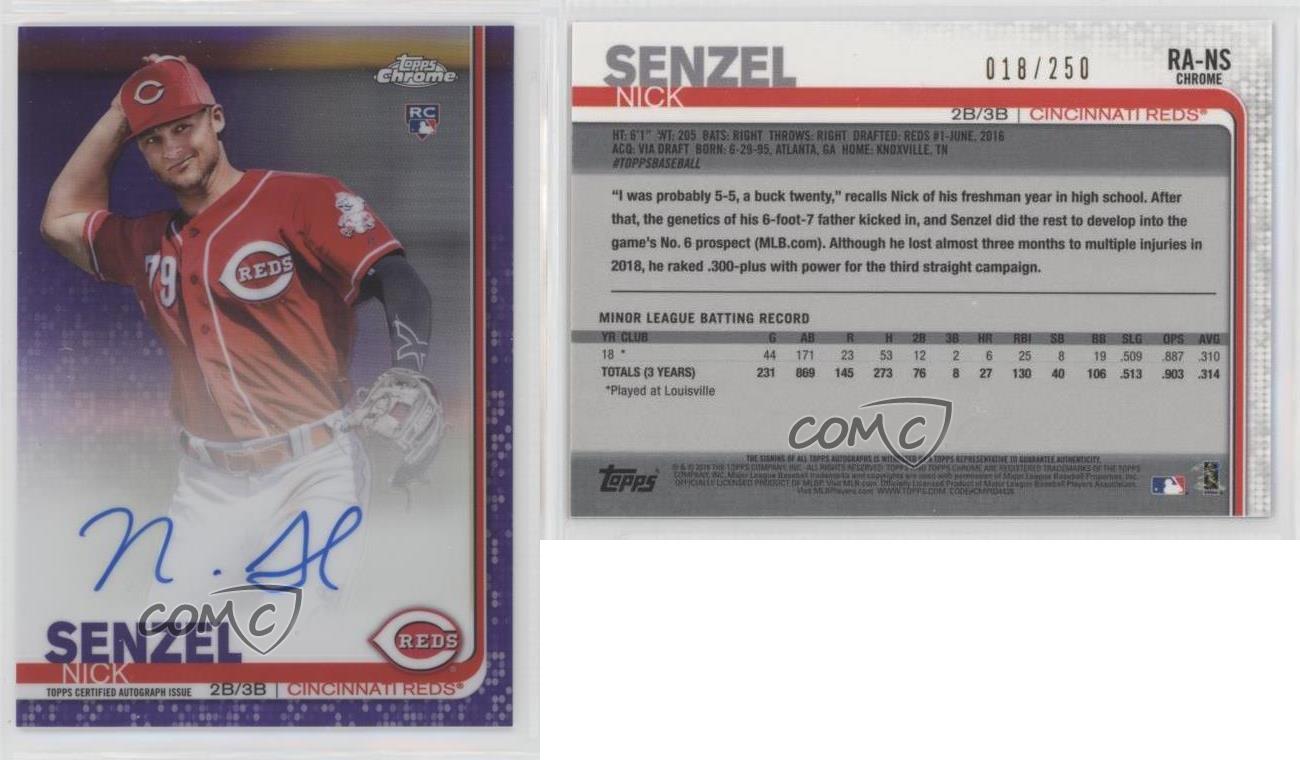 2019 Topps Chrome Rookie Auto Purple Refractor /250 Nick Senzel #RA-NS Auto RC - Bild 4 von 4