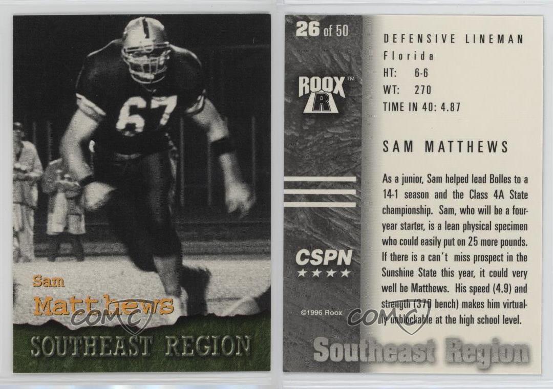 1996 Roox Southeast Region High School Football Sam Matthews #26