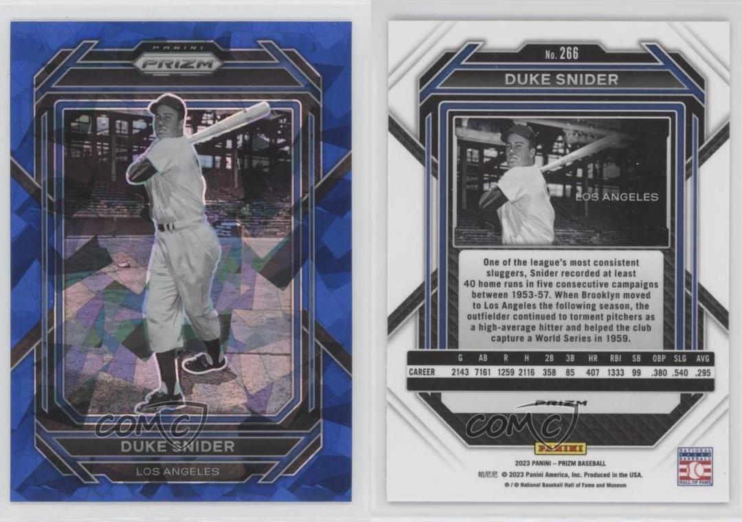 2023 Panini Prizm Blue Ice Prizm Duke Snider #266 HOF - Foto 4 di 4