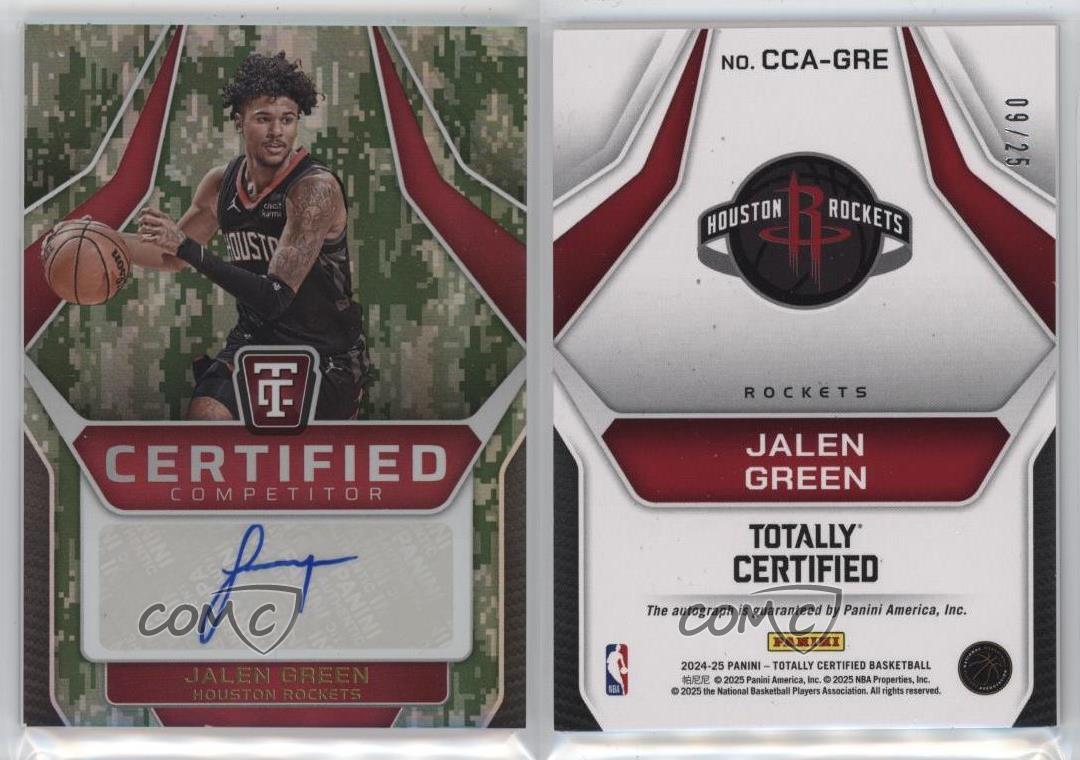 2024-25 Totally Certified Competitor Mirror Camo Platinum /25 Jalen Green Auto - Foto 3 di 3