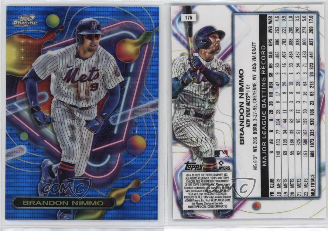 2023 Topps Cosmic Chrome Blue Moon Refractor /99 Brandon Nimmo #175 - Picture 3 of 3
