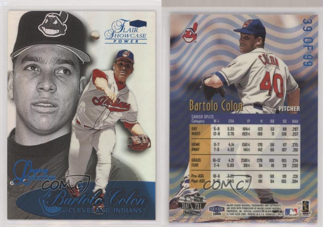 1999 Flair Showcase Row 3 Legacy Collection /99 Bartolo Colon #73L