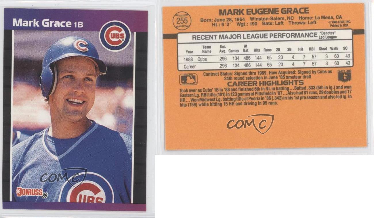 1989 Donruss 255 Mark Grace Chicago Cubs Baseball Card eBay