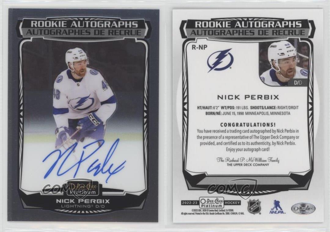 2022-23 O-Pee-Chee Platinum Rookie Auto Nick Perbix #R-NP Rookie Auto RC