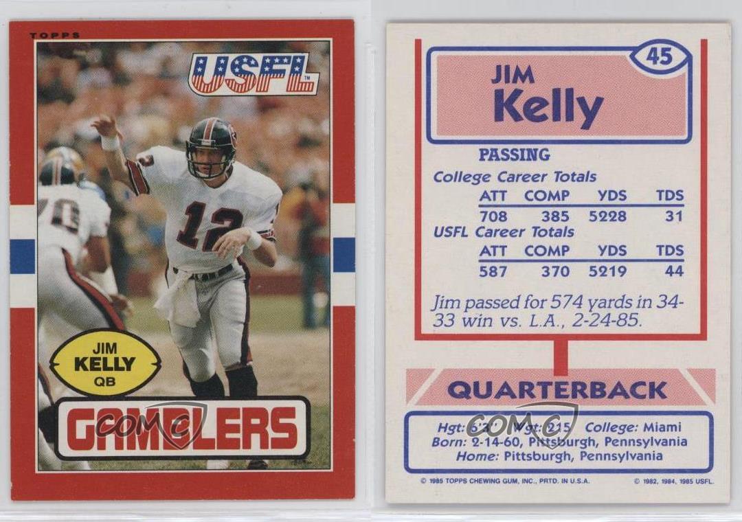 1985 Topps USFL Jim Kelly #45 HOF - Picture 5 of 5