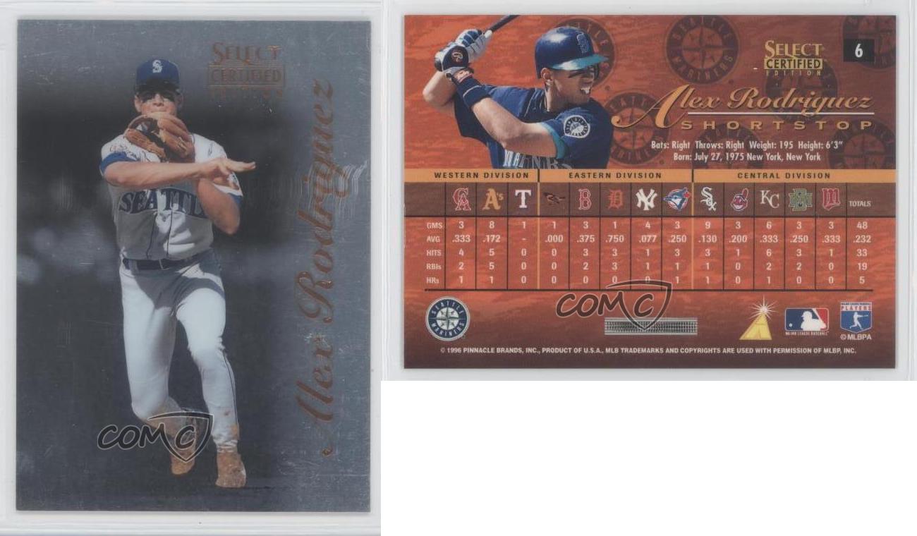 1996 Select Certified Edition 6 Alex Rodriguez Seattle Mariners
