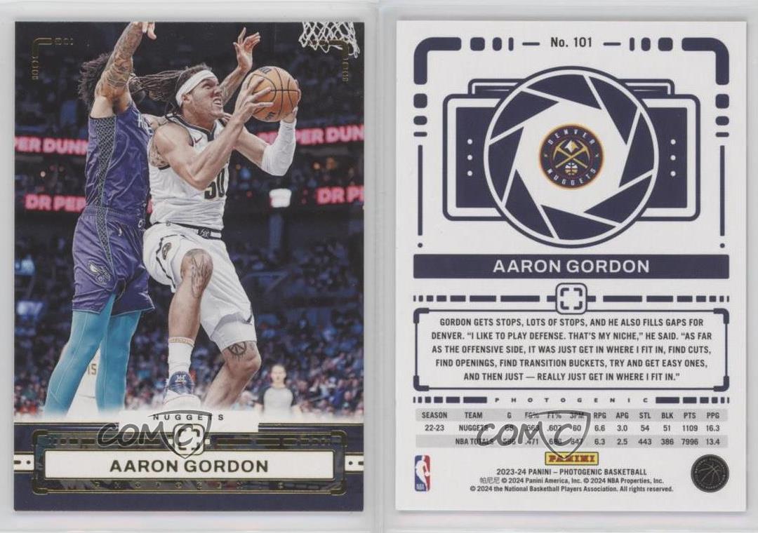 Panini Photogénique 2023-24 Aaron Gordon #101 - Photo 3 sur 5