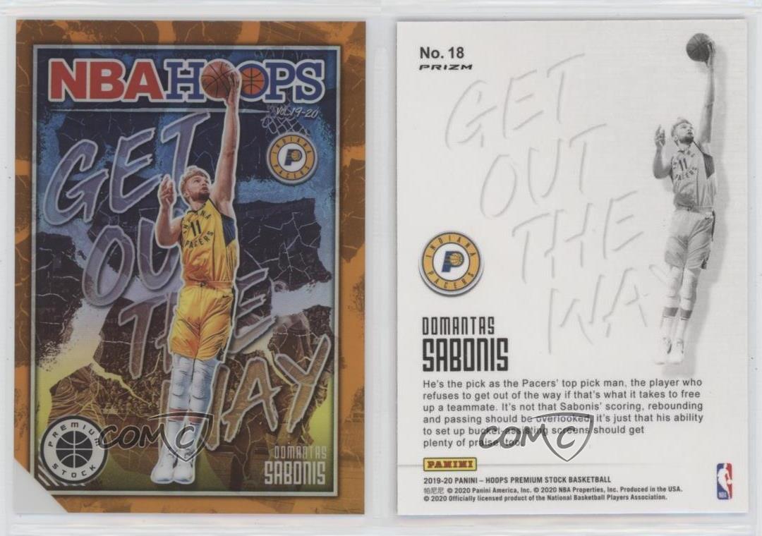 Panini NBA Hoops 2019 Premium Stock Get Out the Way Orange Domantas Sabonis #18 le plus cher