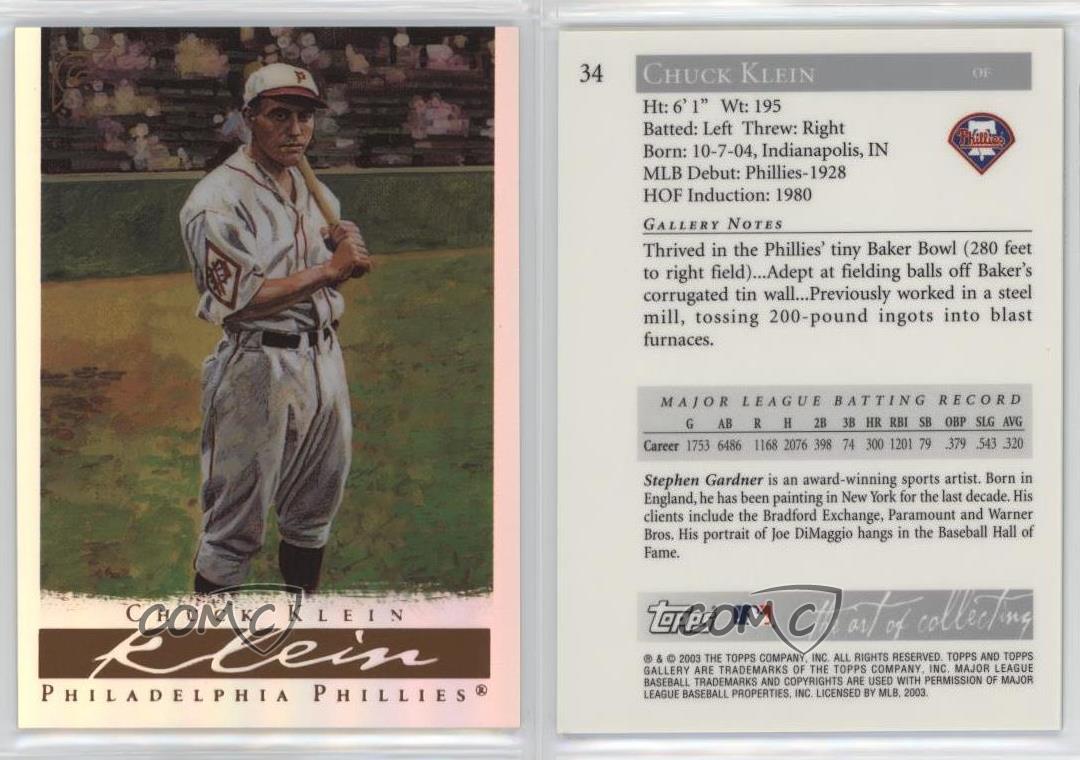 2003 Gallery Hall of Fame Edition Artist Proof Chuck Klein (Sleeve Patch) HOF - Picture 3 of 4