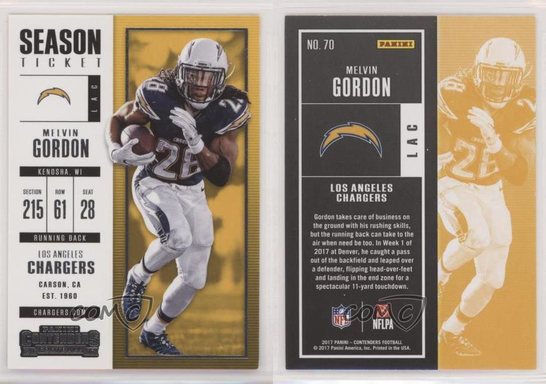 Boleto de temporada 2017 Panini Contenders Melvin Gordon #70 - Imagen 3 de 3