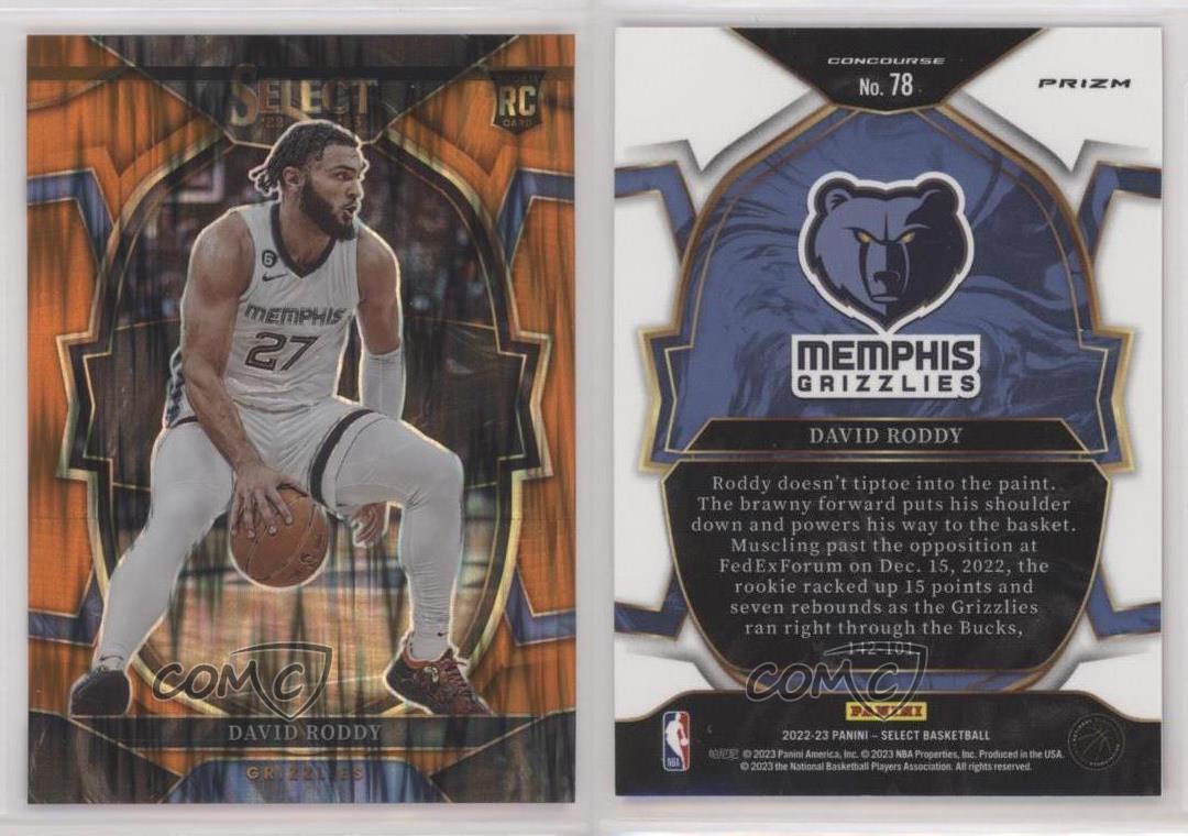  DAVID RODDY RC 2022-23 Panini Select Blue #78 ROOKIE NM+-MT+  NBA Basketball Grizzlies Concourse : Collectibles & Fine Art