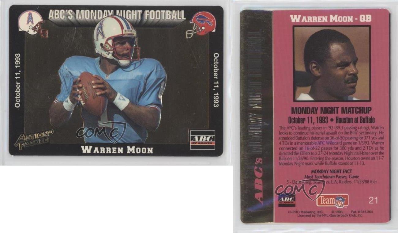 1993 Starting Lineup Football WARREN MOON  FREE SHIPPING #1 OILERS W/CARDS 