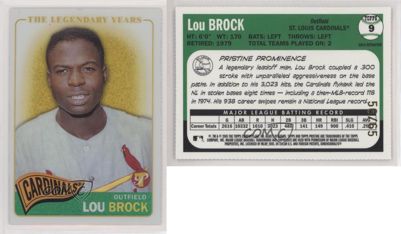 Topps Pristine Legends 2005 refractor troquelado dorado/65 Lou Brock #9 patio - Imagen 3 de 3