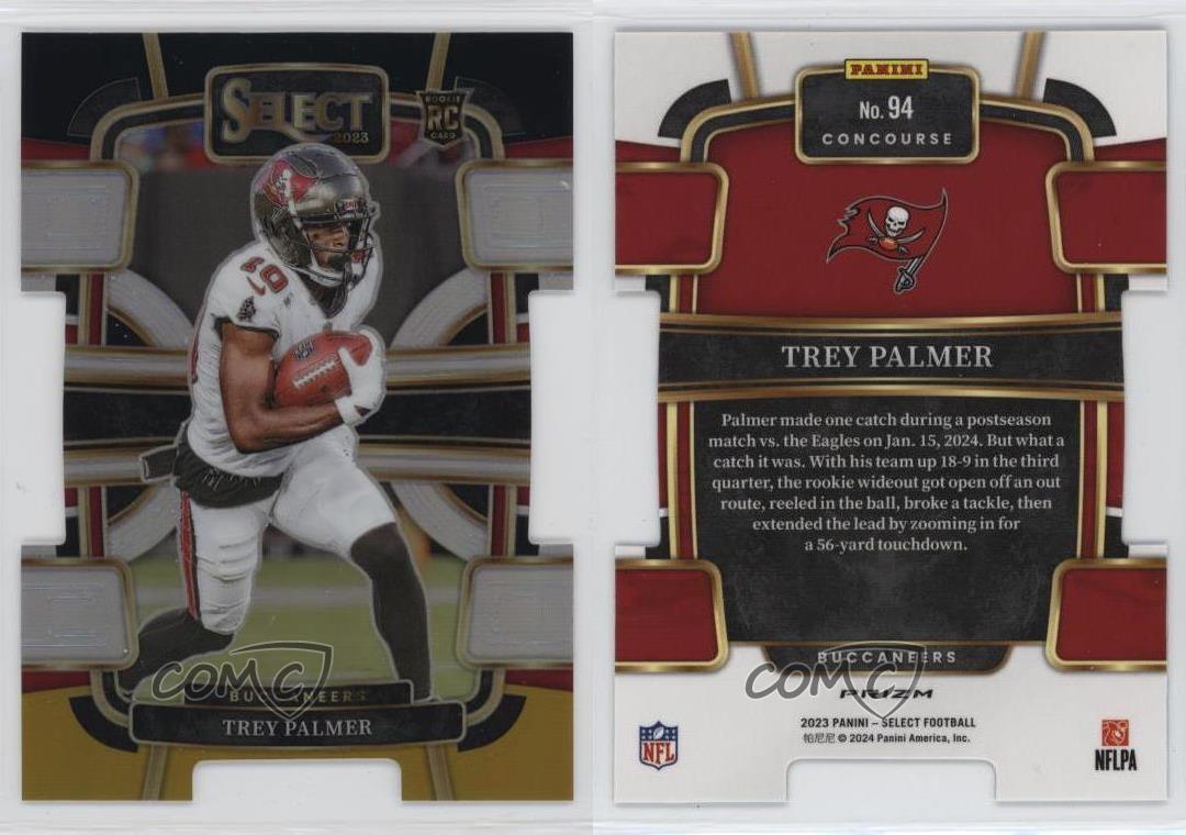 Panini Select Concourse 2023 negro y dorado Prizm troquelado Trey Palmer novato radiocontrol - Imagen 3 de 3