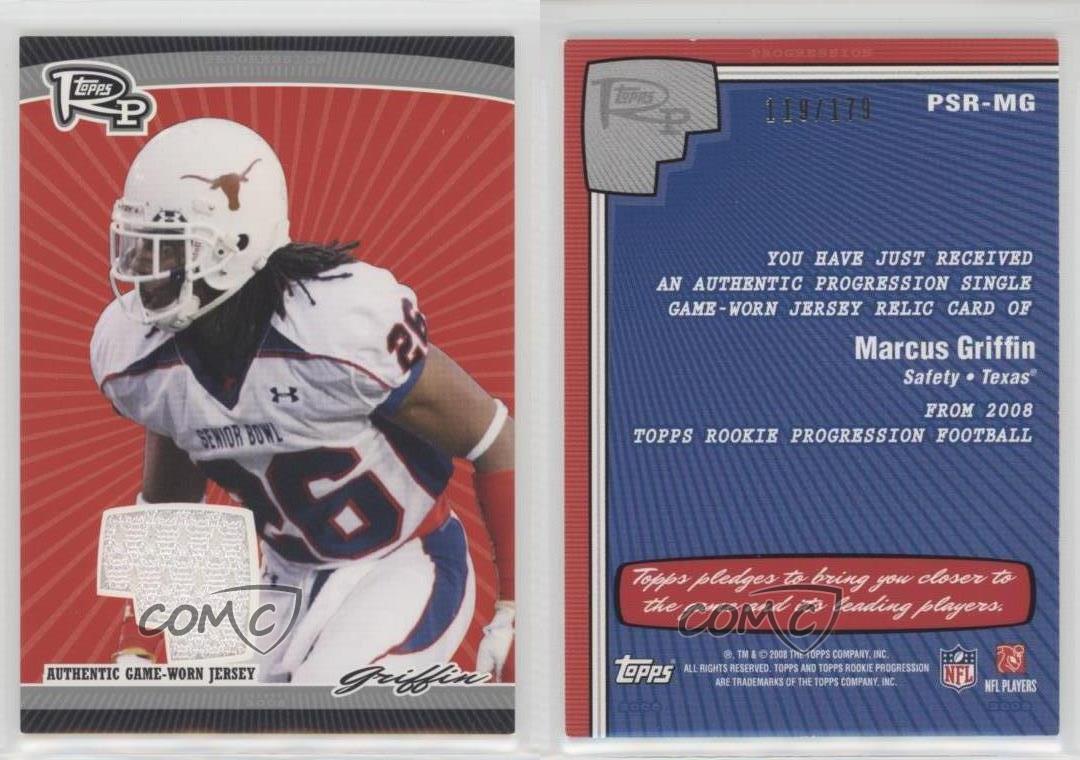 Camiseta deportiva Topps Rookie Progression 2008 única reliquias plateada/179 Marcus Griffin radiocontrol - Imagen 4 de 4