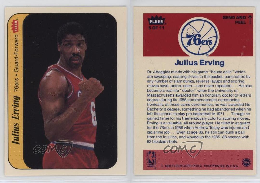 1986-87 Fleer Stickers Julius Erving #5 HOF