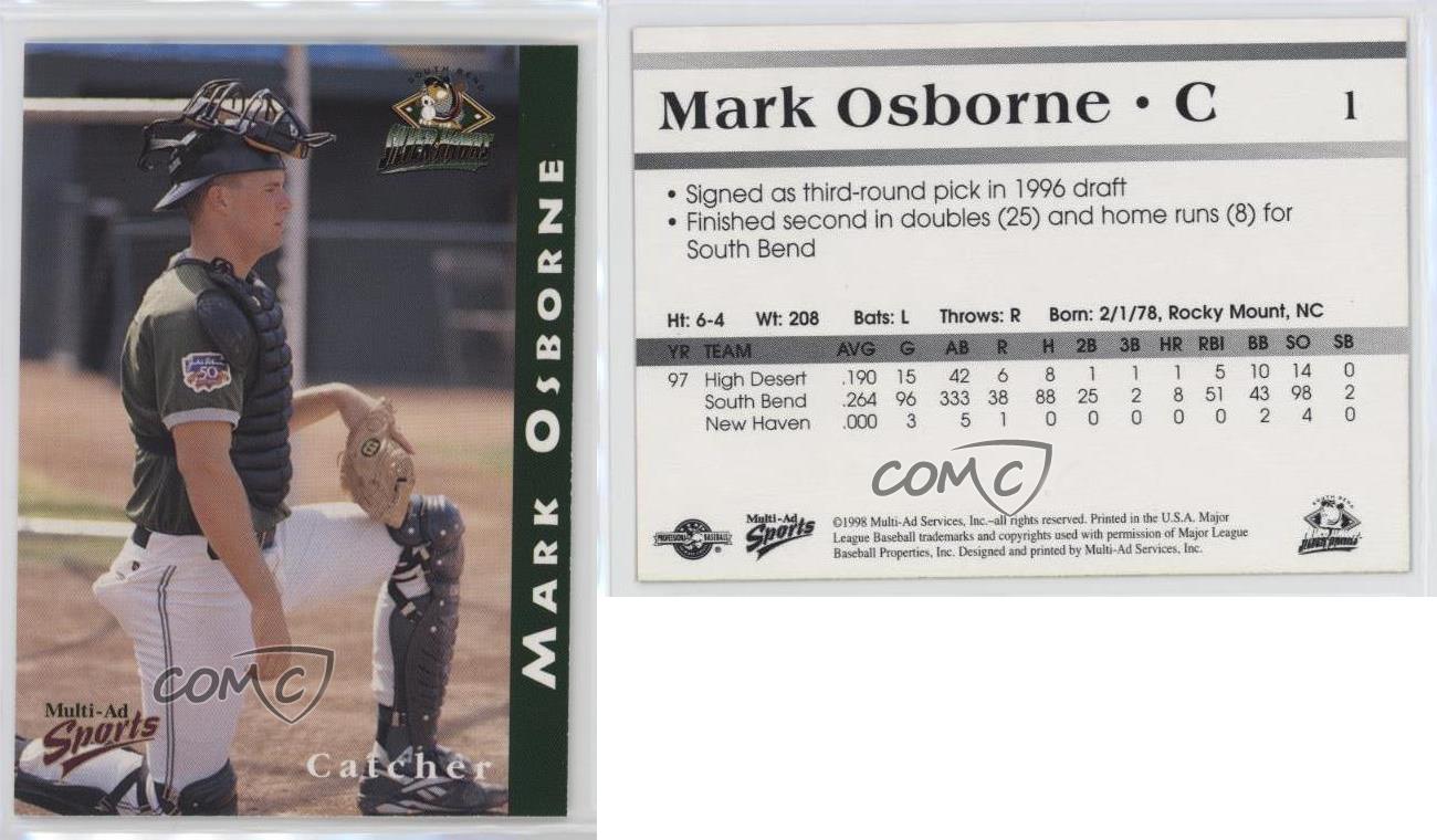 1998 Multi-annonces Sports South Bend Silver Hawks Mark ventes exceptionnelles Osborne #1 Rookie RC