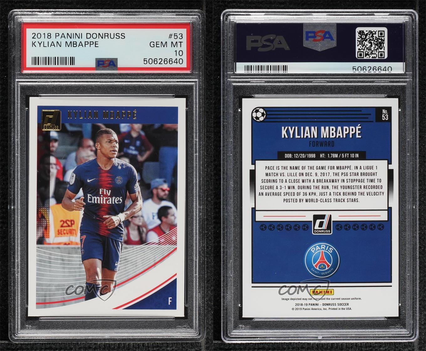 2018-19 Panini Donruss Kylian Mbappe #53 PSA 10 GEM MT