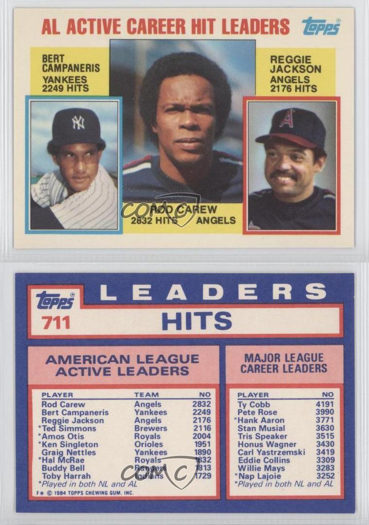 Bert Campaneris Topps 1984 Baseball Card Reggie Jackson Rod Carew No 711 