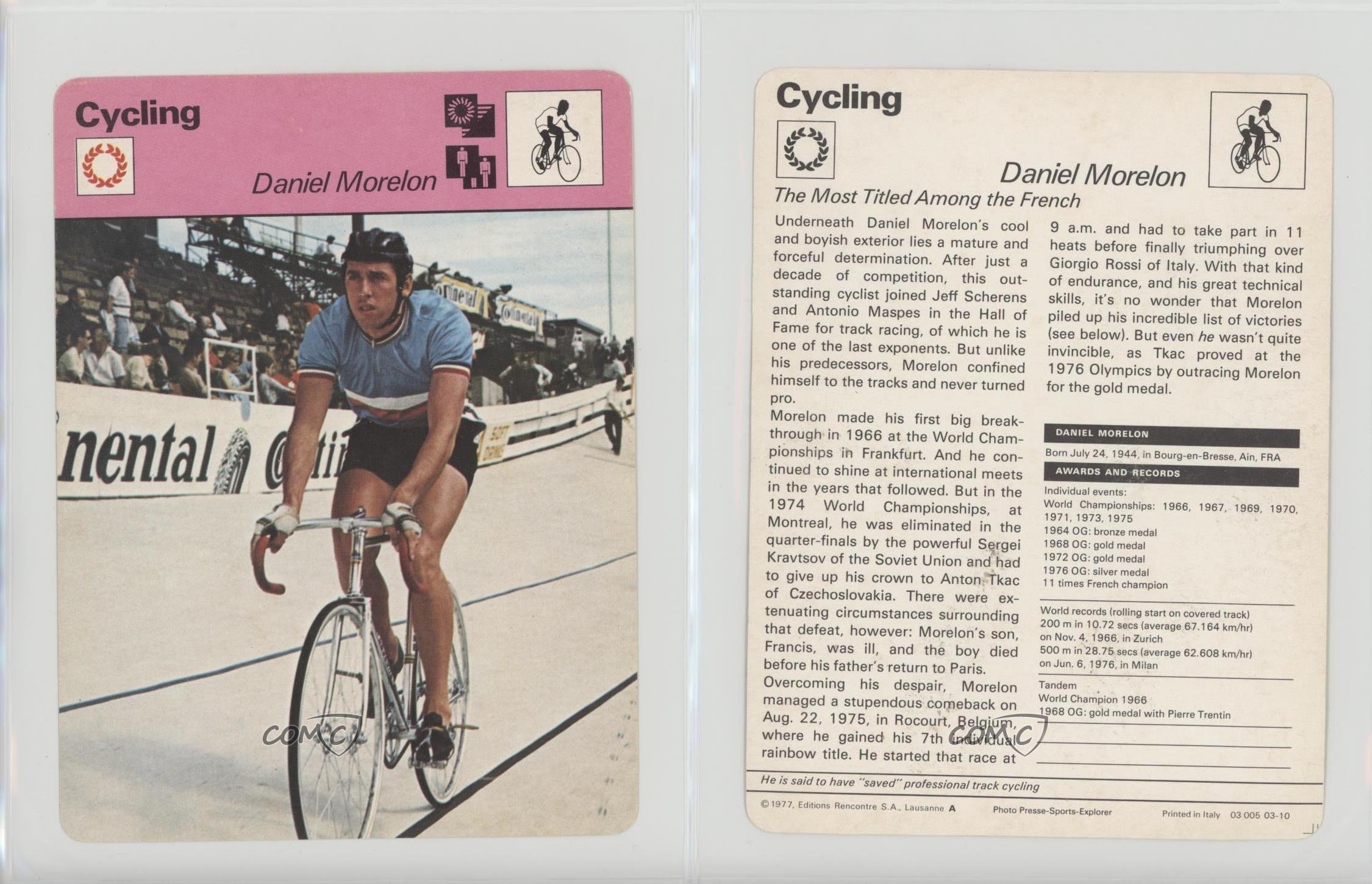 1977-79 Sportscasters Series 3 Lausanne A Daniel Morelon Card 03-10