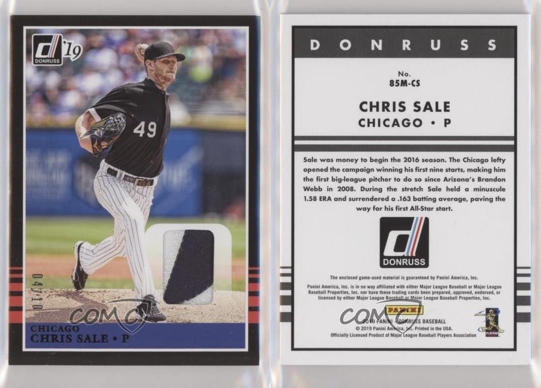 2019 Panini Donruss Retro 1985 Materials Chris Sale #85M-CS