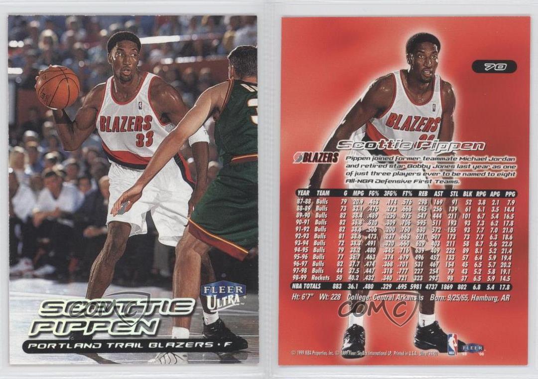 1999-00 Fleer Ultra #70 Scottie Pippen Portland Trail Blazers ...