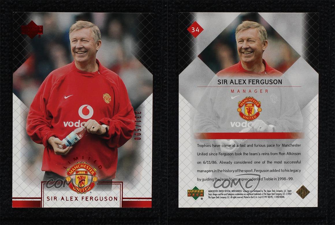 2002 Upper Deck Manchester United Limited Red /500 Sir Alex Ferguson Rookie RC - Bild 3 von 3