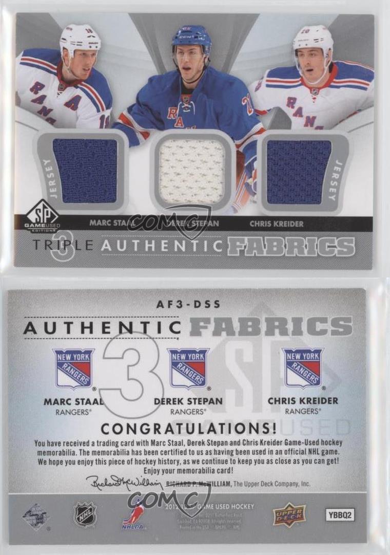 2012-13 SP Game Used Edition Marc Staal Derek Stepan Chris Kreider Rookie RC - Picture 4 of 4