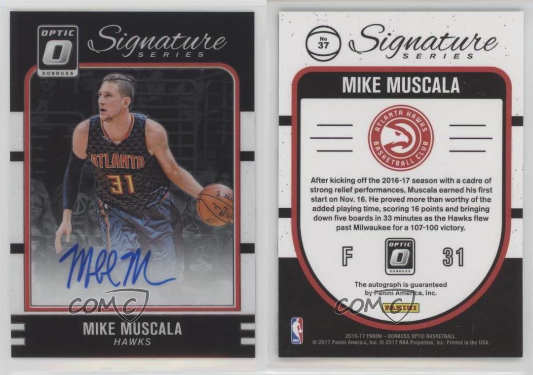 2016-17 Panini Donruss Optic Signature Series Mike Muscala #37 Auto - Picture 3 of 3