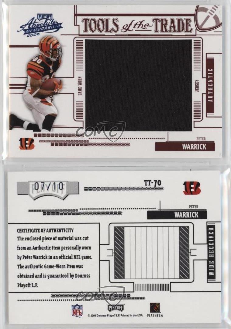 2005 Playoff Absolute Memorabilia Jumbo Red Materials /10 Peter Warrick #TT-70