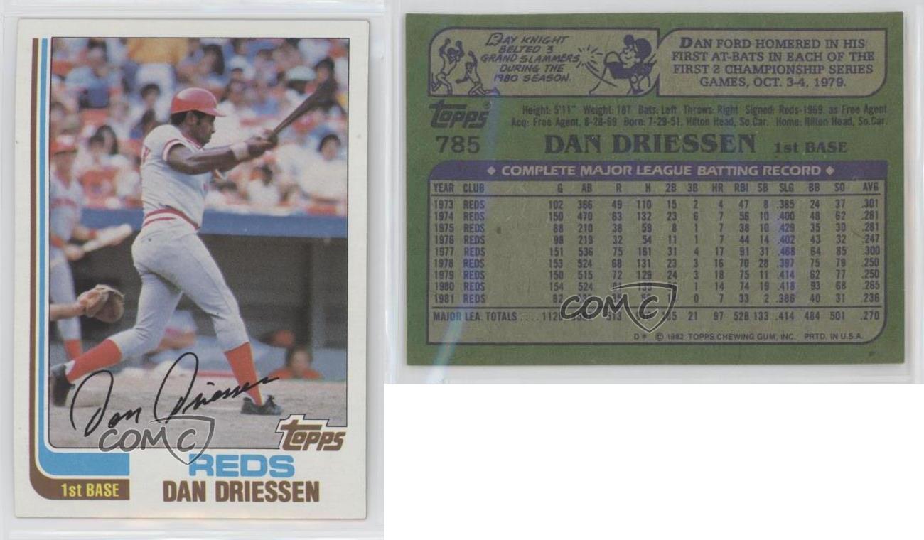 1982 TOPPS DAN DRIESSEN . CINCINNATI REDS #785