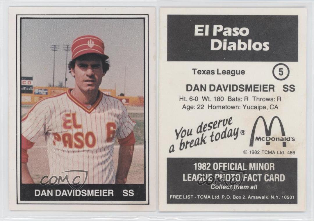 1982 TCMA Minor League 486 Dan Davidsmeier El Paso Diablos Rookie