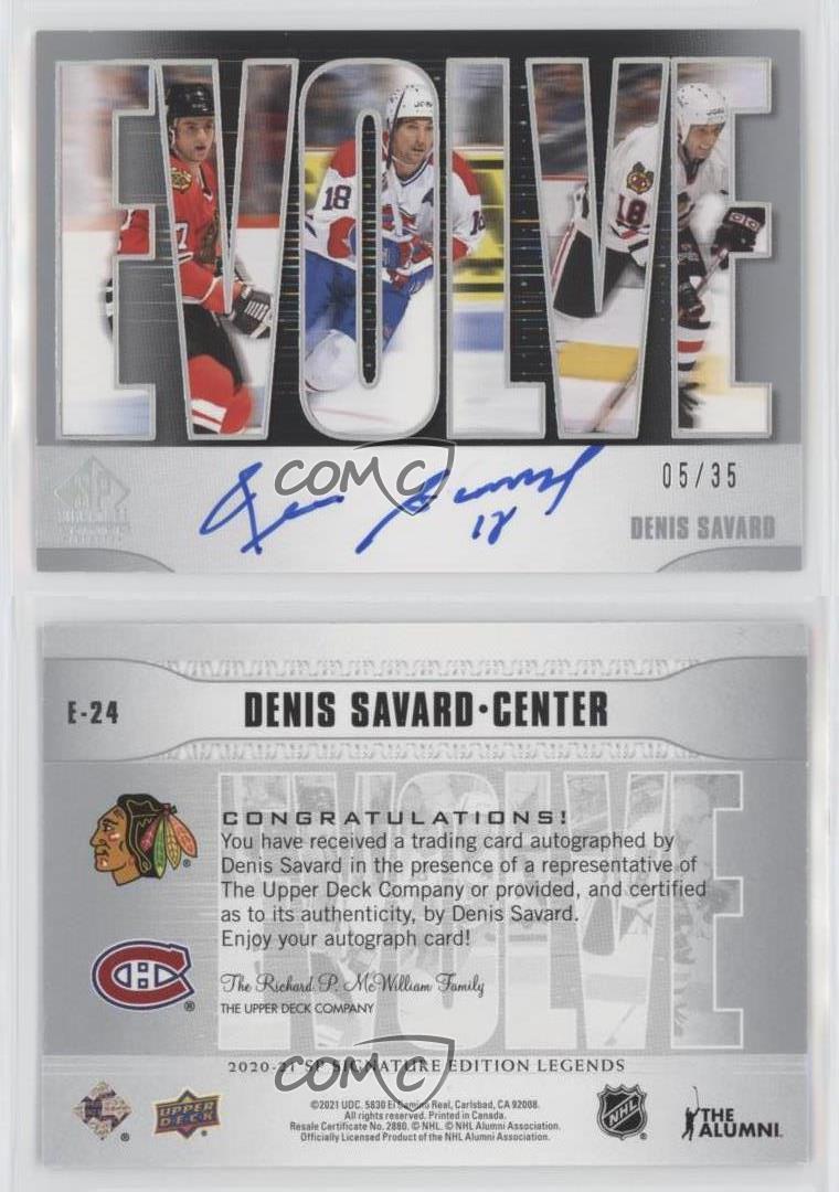 2020 SP Signature Legends Silver Spectrum Foil /35 Denis Savard HOF Auto