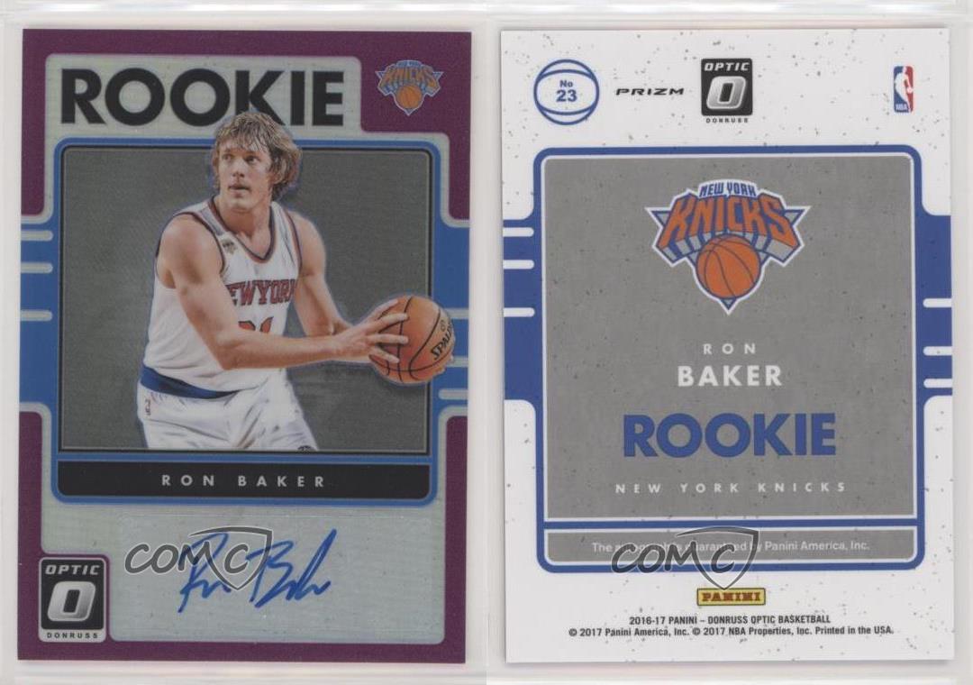 2016 Panini Donruss Optic Signatures Purple Prizm Ron Baker #23 Rookie Auto RC