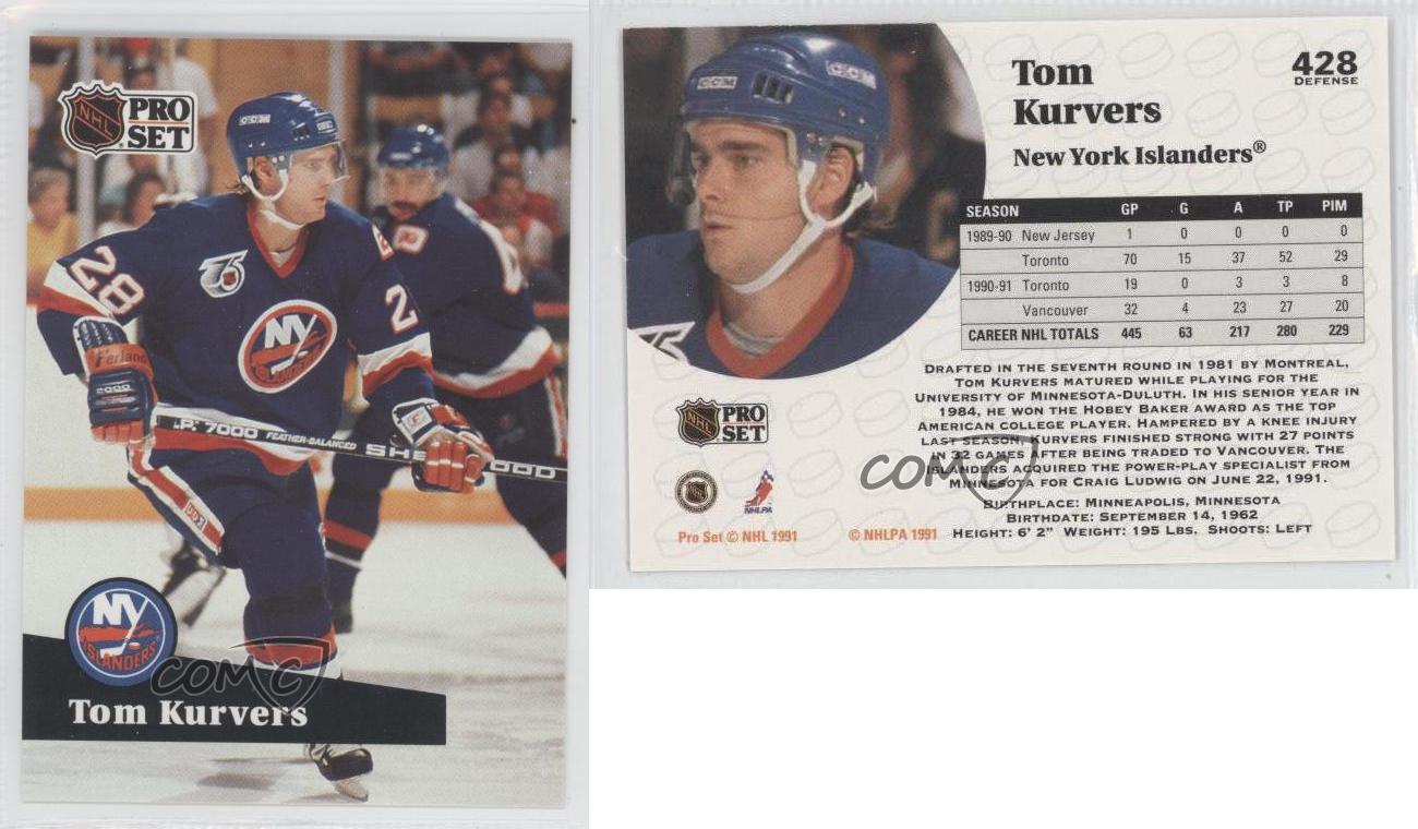1991-92 Pro Set #428 Tom Kurvers New York Islanders Hockey Card | eBay