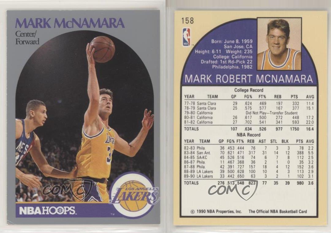 Basketball Card Mark McNamara Los Angeles Lakers 1990-91 Hoops # 158 Mint