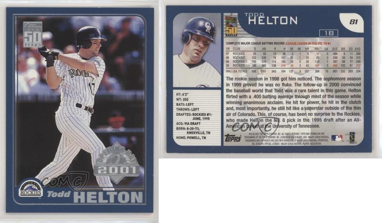 2001 (ROCKIES) Topps Opening Day #81 Todd Helton