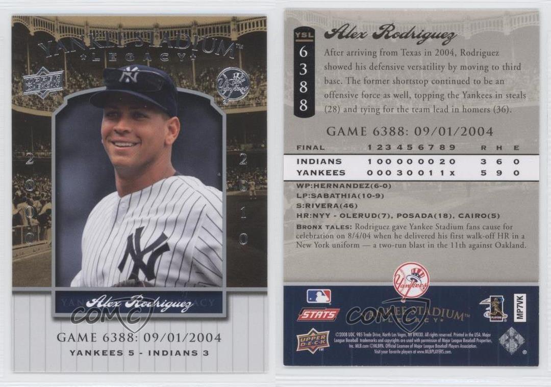 2008 Upper Deck Yankee Stadium vendre Legacy Alex Rodriguez #YSL6388