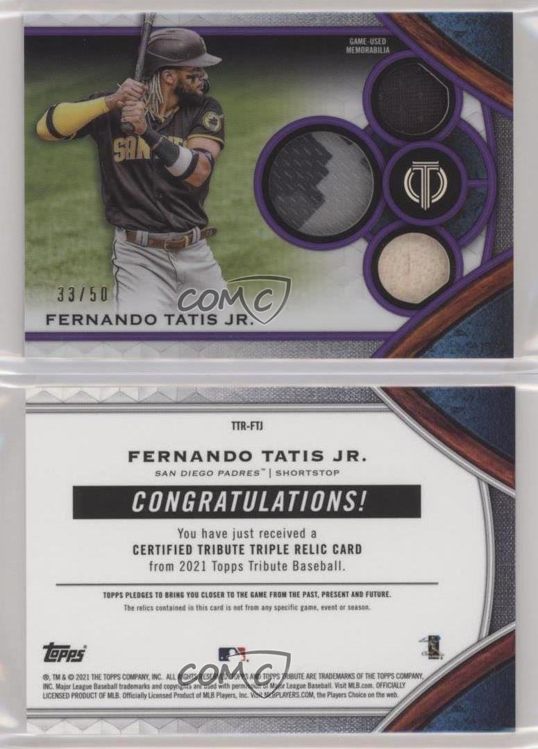 2021 Topps Tribute Tribute Triple Relics Purple /50 Fernando 2021 Topps Tribute Tribute Triple Relics Purple /50 Fernando