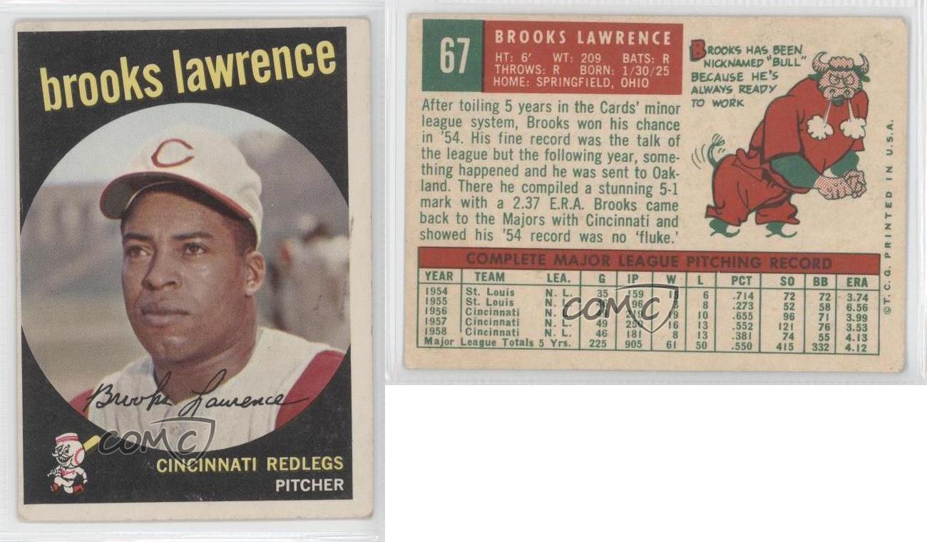 1959 Topps 67 Brooks Lawrence Cincinnati Reds Baseball Card eBay