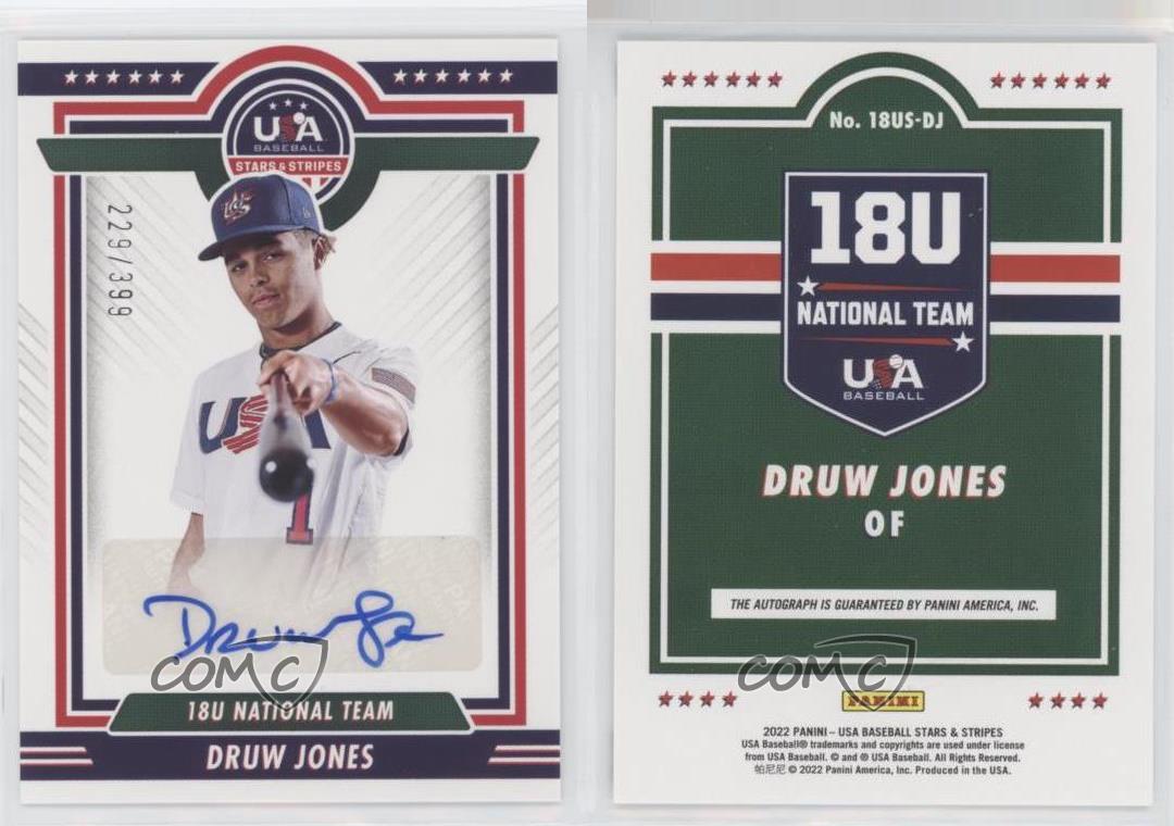 Druw Jones autograph Panini /399 2022 Panini USA Stars & Stripes