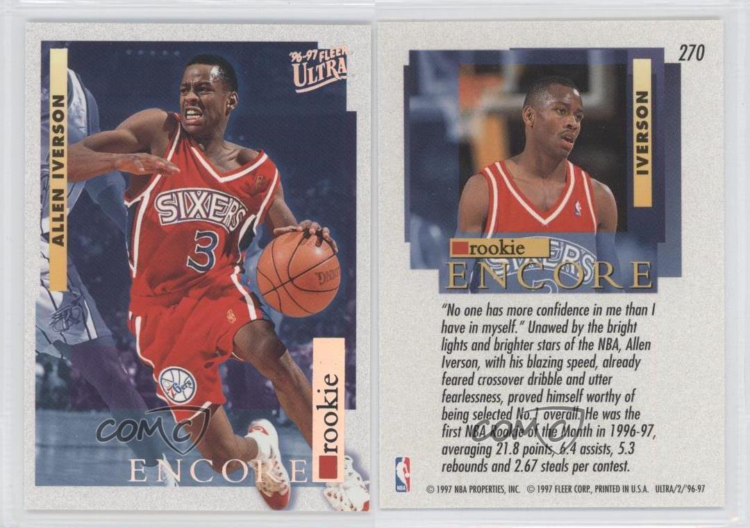 1996 Fleer Ultra 270 Allen Iverson Philadelphia 76ers RC