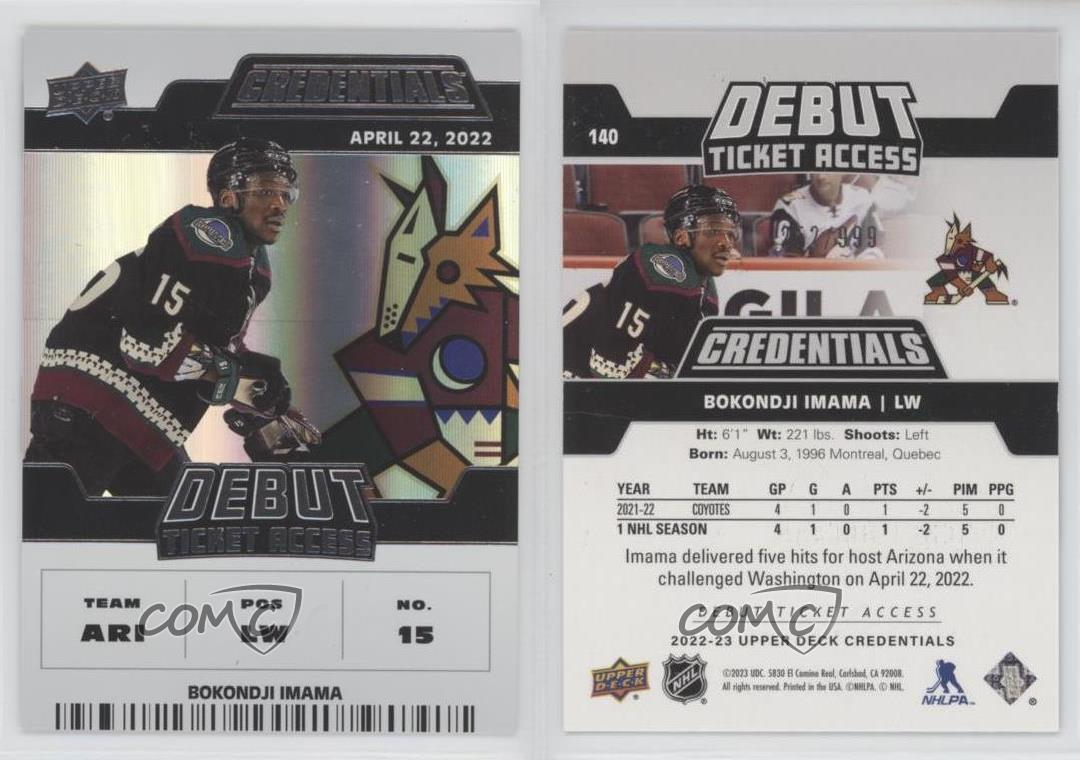 2022 Credentials Debut Ticket Access /999 Tier 1 Bokondji Imama #140 Rookie RC