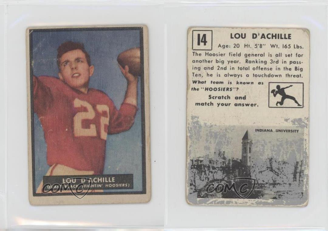 1951 Topps Magic Lou D’Achille Football Card #14 CSG Graded 3 VG Indiana  Univ