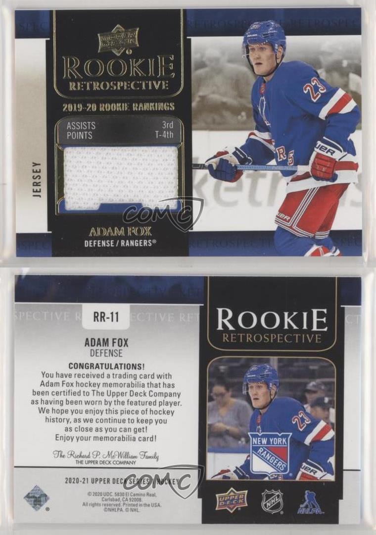 2020-21 Upper Deck Rookie Retrospective Jersey Adam Fox #RR-11 - Foto 3 di 4