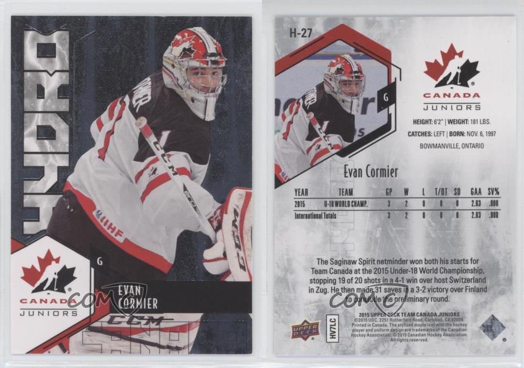 2015 Upper Deck Team Canada Juniors Hydro Evan Cormier #H-27 - Bild 4 von 4