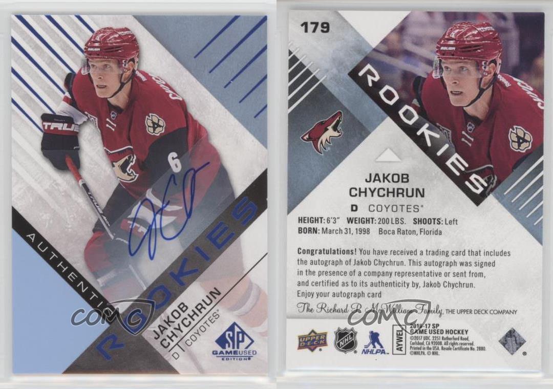 2016-17 SP Game Used Authentic Rookies Blue Jakob Chychrun #179 Rookie Auto RC