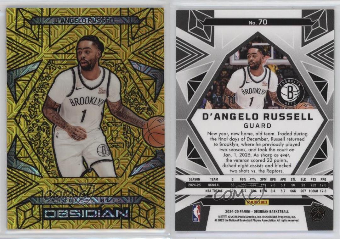 Grabado eléctrico Panini Obsidian Gold Flood 2024-25/10 D'Angelo Russell #70 - Imagen 3 de 3